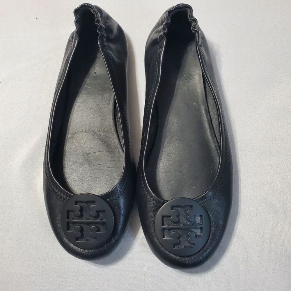 Tory Burch EUC black Minnie Travel Ballet flats Sz 8